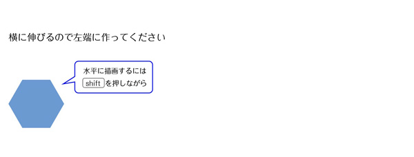 六角形は左端に作ってください。