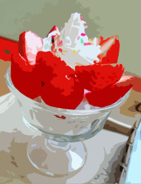 The parfait photo turned into an cartoon drawing.